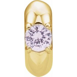 14K Yellow Gold Round 3 Mm Imitation Pink Tourmaline Miniature Birthstone Ring Pendant