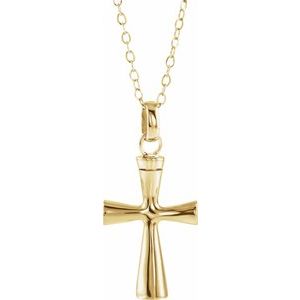 10K Yellow Gold Without Box Polished Plain Cross Ash Holder Pendant