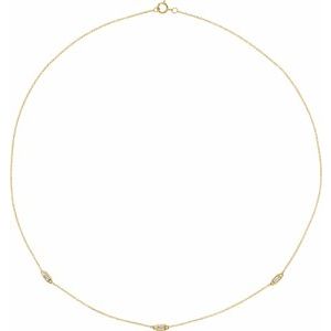 14K Yellow Gold 3-Stone Straight Baguette  3.5 X 1.8 Mm I1, H+  16 In Polished 1/5 Ctw Natural Diamond 3-Station Necklace