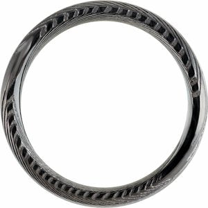 Black Damascus Steel 8 mm Beveled Patterned Band