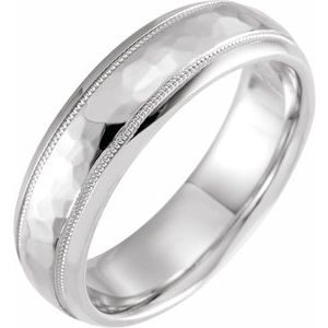 18K Yellow Or White Or Rose Gold Milgrain Edge Comfort-Fit Half Round Band