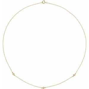 14K Yellow Gold 3-Stone Square  2 X 2 Mm I1, H+  18 In Polished 1/6 Ctw Natural Diamond 3-Station Necklace