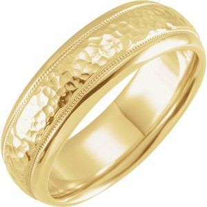 18K Yellow Or White Or Rose Gold Milgrain Edge Comfort-Fit Half Round Band