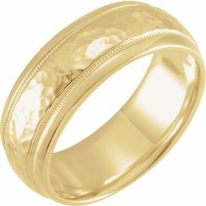 18K Yellow Or White Or Rose Gold Milgrain Edge Comfort-Fit Half Round Band
