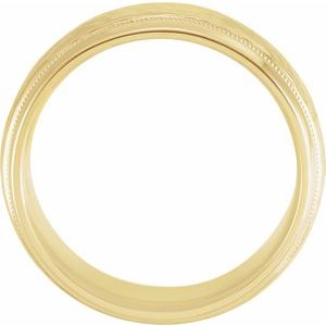 18K Yellow Or White Or Rose Gold Milgrain Edge Comfort-Fit Half Round Band