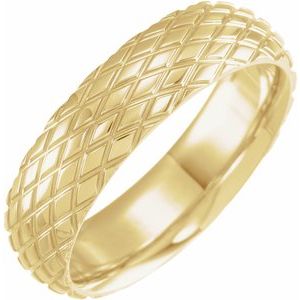 14K Yellow Gold 6 Mm Polished Patterned Comfort-Fit Band Size 10