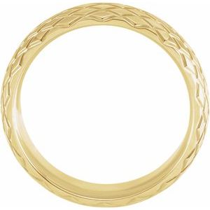 14K Yellow Gold 6 Mm Polished Patterned Comfort-Fit Band Size 10