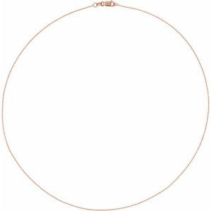 14K Rose Gold Diamond-Cut Bead Chain, Length: 18 In, Width: 1 Mm