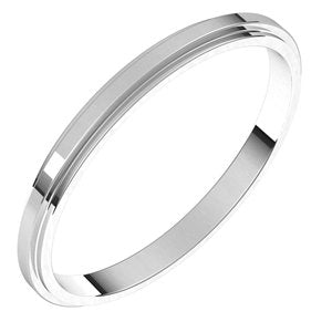 14K White Gold 2 Mm Flat Edge Band Size 8.5