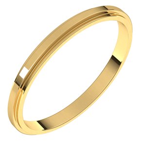 14K Yellow Gold 2 Mm Flat Edge Band Size 6.5