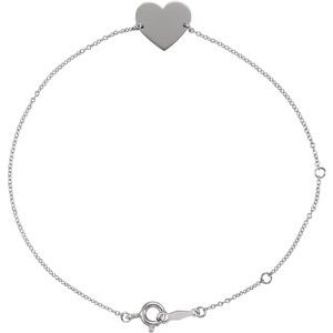 Sterling Silver 12 X 11 Mm 7-8 In Polished Engravable Heart-Shaped Bracelet
