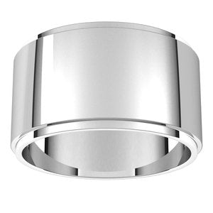 18K Yellow Or White Or Rose Gold Stepped-Edge Flat Band