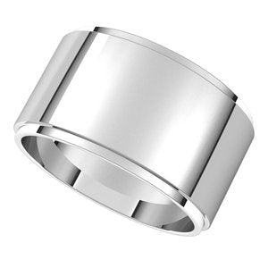 18K Yellow Or White Or Rose Gold Stepped-Edge Flat Band