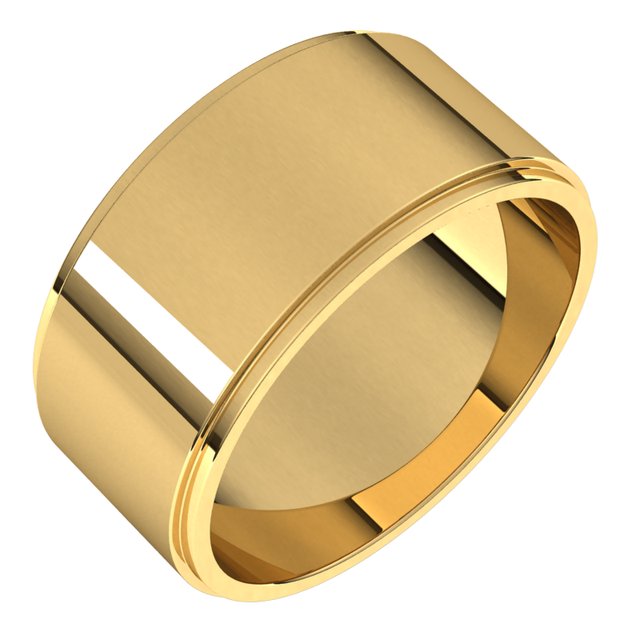 14K Yellow Gold 7 mm Standard Stepped-Edge Flat Band Size 10.5