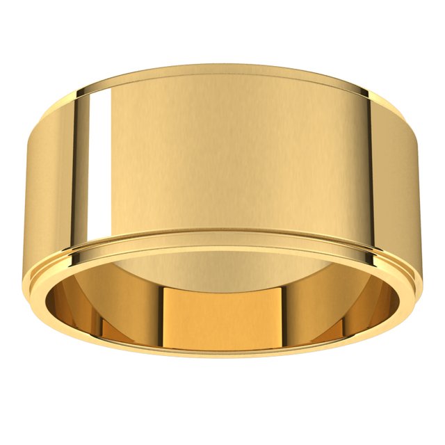 14K Yellow Gold 7 mm Standard Stepped-Edge Flat Band Size 10.5