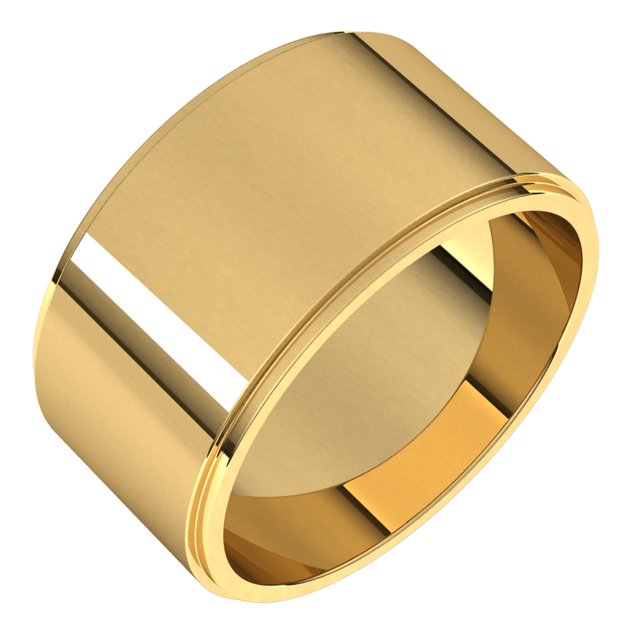 18K Yellow Or White Gold Standard Stepped-Edge Flat Band