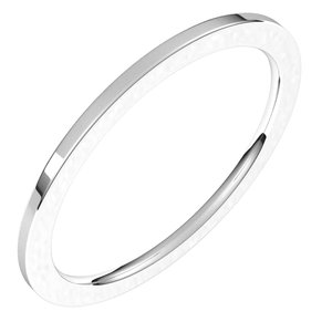 14K White Gold 1 Mm Flat Comfort Fit Band Size 4.5