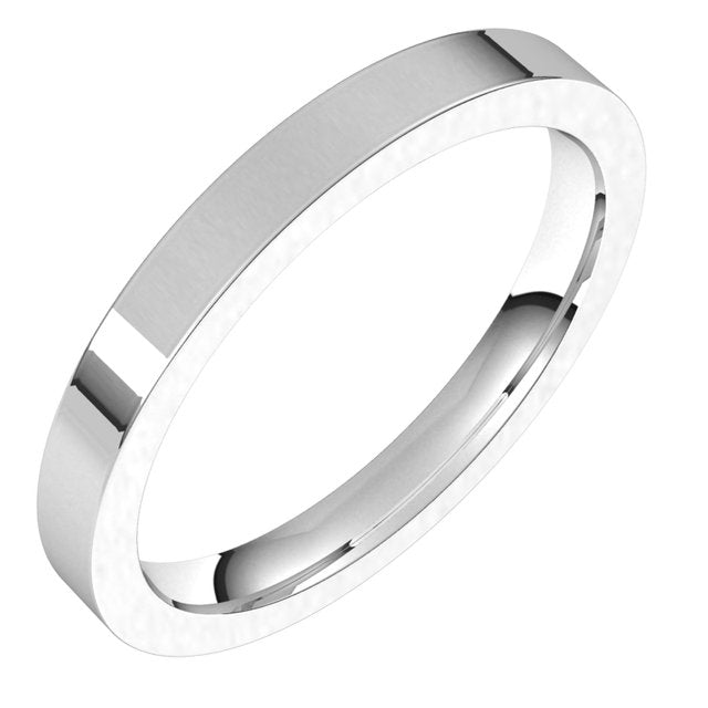 14K Rose Gold Or Sterling Silver Or Platinum Or Palladium Standard Weight Flat Comfort Fit Band