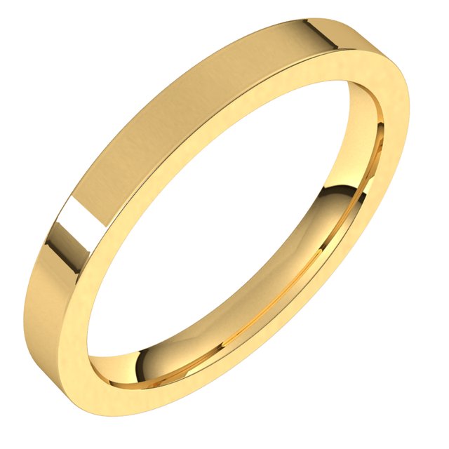 18K Yellow Or White Or Rose Gold Standard Weight Flat Comfort Fit Band