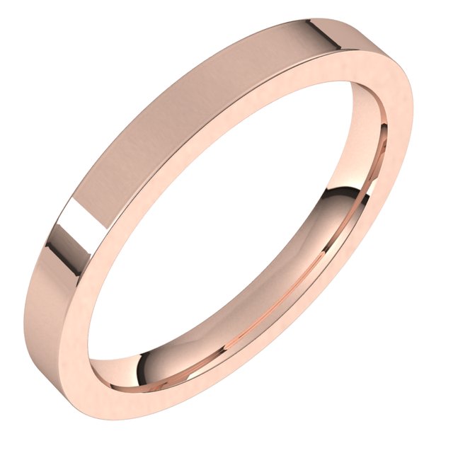 14K Rose Gold Or Sterling Silver Or Platinum Or Palladium Standard Weight Flat Comfort Fit Band