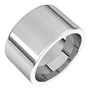 Sterling Silver 12 Mm Comfort-Fit Standard Weight Flat Comfort Fit Band Size 15.5
