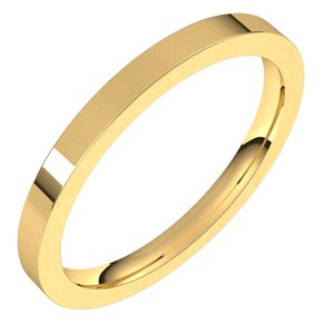 14K Yellow Gold 2 Mm Flat Comfort Fit Band Size 2