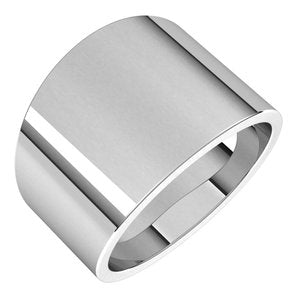 10K White Gold 14 Mm Flat Tapered Band Size 7.5