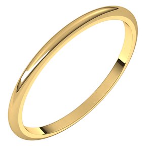 14K Yellow Gold 1.5 Mm Half Round Band Size 2.5