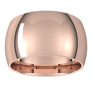14K Yellow Or White Or Rose Gold Half Round Band