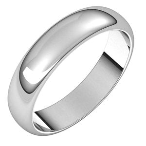 14K White Gold 4.5 Mm Half Round Band Size 10