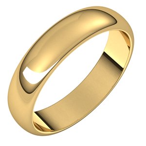 14K Yellow Gold Standard Weight Half Round Band