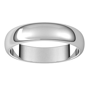 14K White Gold 4.5 Mm Half Round Band Size 10