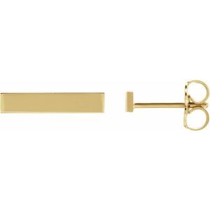 14K Yellow Gold Engravable Bar Earrings