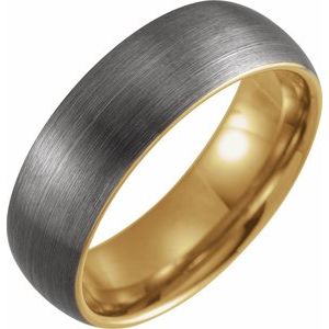 18K Yellow Gold PVD Tungsten 8 mm Half Round Satin Band