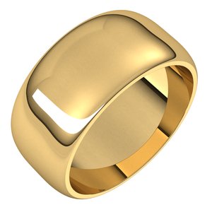 14K Yellow Gold 9 Mm Half Round Band Size 16