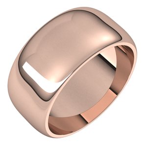 14K Yellow Or White Or Rose Gold Half Round Band