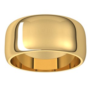 14K Yellow Gold 9 Mm Half Round Band Size 16