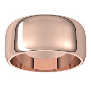10K Yellow Or White Or Rose Gold Half Round Band