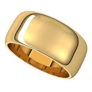 10K Yellow Or White Or Rose Gold Half Round Band