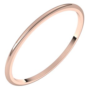 14K Yellow Or White Or Rose Gold Or Stering Silver Or Platinum Lightweight Half Round Band