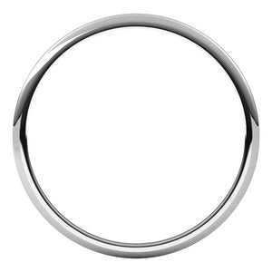 14K White Gold Or Stering Silver Lightweight Half Round Band