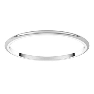 14K Yellow Or White Or Rose Gold Or Stering Silver Or Platinum Lightweight Half Round Band