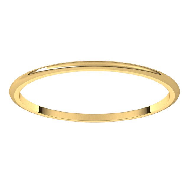 10K Yellow Or White Or Rose Gold Lightweight Standard Fit Half Round Band