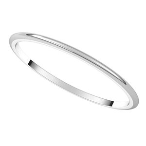 14K White Gold Or Stering Silver Lightweight Half Round Band