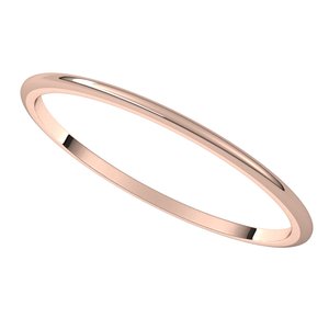 14K Yellow Or White Or Rose Gold Or Stering Silver Or Platinum Lightweight Half Round Band