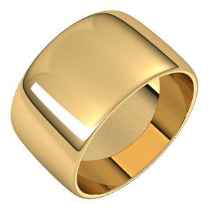 18K Yellow Or White Or Rose Gold Lightweight Half Round Band