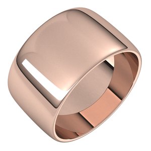 18K Yellow Or White Or Rose Gold Lightweight Half Round Band