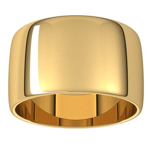 10K Yellow Or White Or Rose Gold Lightweight Half Round Band