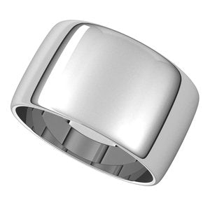 18K Yellow Or White Or Rose Gold Lightweight Half Round Band