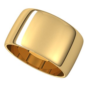 18K Yellow Or White Or Rose Gold Lightweight Half Round Band